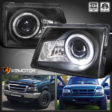 Black Fits 1998-2000 Ford Ranger Led Halo Projector Headlights Lamps 98-00 Lr