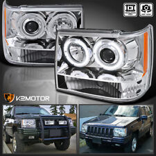 Fits 1993-1996 Jeep Grand Cherokee Led Halo Projector Headlights Lamp Leftright