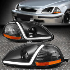 Led Drlfor 96-98 Honda Civic Black Housing Amber Corner Projector Headlights