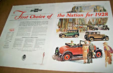 1928 Chevy Roadster Coupe Sedan Large-mag 2-pg Car Ad -1st Choice Of The Nation