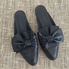 Rebecca Minkoff Womens Leather Bow Tie Pointed Toe Low Heel Mules Black Sz. 8