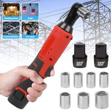 38 Cordless Ratchet Right Angle Wrench Impact Power Tool 2 Battery 7 Socket