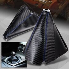 Jdm Carbon Style Blue Stitch Leather Gear Manual Shifter Shift Boot Universal