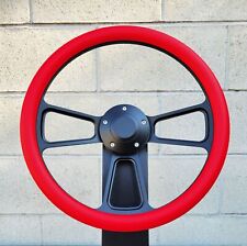 14 Red Billet Half Wrap Steering Wheel Black Wrap For Chevy Muscle C10 Ford