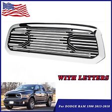 Front Big Horn Chrome Grille Fit For Dodge Ram 1500 2013-2018 With Letters Abs