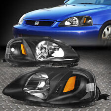 For 99-00 Honda Civic Ej Em Ek Black Housing Amber Corner Headlight Signal Lamps