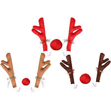 Antlers And Red Nose Reindeer Decoration For Car Christmas Auto Holiday Rudolph