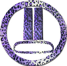 4pc Leopard Purple Steering Wheel Coverseat Belt Covermirror Cover Cool Items