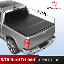 5.7 Ft 5.8ft Hard Tri-fold Tonneau Cover For 09-23 Dodge Ram 1500 Truck Bed
