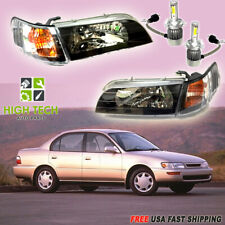 For 1993-1997 Toyota Corolla Black Headlights Leftright Free Bulbs Led H4