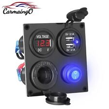 Led Toggle Switch Panel Red Voltmeter Dual Usb Socket Charger Car Marine Boat