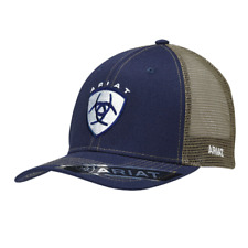 Ariat Western Baseball Hat Cap Mens Mesh Shield Snap Back Logo Navy Blue 1595303
