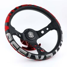 Vertex 13 Red Embroidery Deep Dish Racing Car Drift Rally Steering Wheel