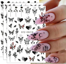 Nail Art Rose Flower Butterfly Hello Kitty Bow Decal Self Adhesive Stickers Ns50
