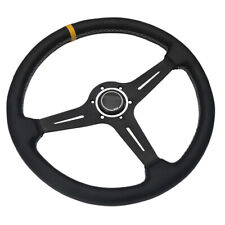 New Aluminum Frame15inch Racing Steering Wheel 380mm Black Leather Classic Horn