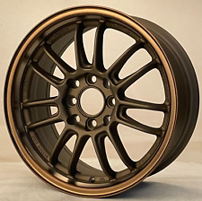 15x6.5 Rims Wheels 4x100.114 Satin Bronze With Gloss Bronze Lip Fits Mazda Miata