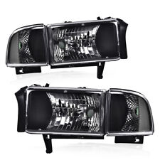 Clear Corner Black Headlights Assembly Fit For 94-02 Dodge Ram 1500 2500 3500