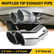 Car Auto Silver Rear Dual Exhaust Pipe Tail Muffler Tip Throat Tailpipe Parts