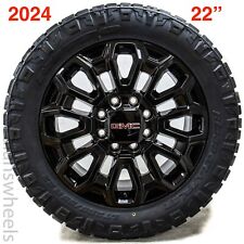 4 New 2024 Gmc Sierra Hd 2500 3500 22 Factory Oem Black Wheels Rims Nitto Tires