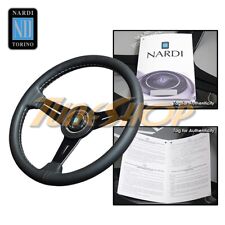 Italy Nardi Classic 340mm Steering Wheel Black Leather Blk Spoke Grey Stiching