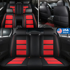 Black Red Pu Leather 5-seats Car Seat Covers Auto Frontrear Full Set Cushions