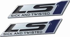 Pair Ls1 Sick And Twisted Engine Emblems Badge Fit For Gm Chevy Chrome Blue