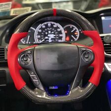 Fit Honda Accord 9th Gen 20132017 Real Carbon Fiber Steering Wheel Red Leather