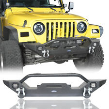 For Jeep Wrangler Tj 1997-2006 Front Bumper Wwinch Plate Led Lights D-rings