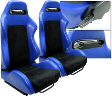 2 Black Blue Racing Seats Reclinable All Ford Mustang