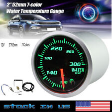 52mm Silver 7 Color Led Water Coolant Temperature Temp Gauge Meter - F