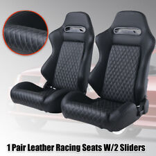 Pair Universal Leather Bucket Racing Seats Sedan Suv Front Car Seat Replacement