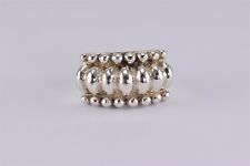 Bold Sterling Silver Polished Ribbed Beaded Trim Band Ring 11g 925 Sz 8