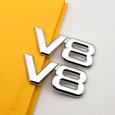 2x Chrome Silver Metal V8 Emblem Car Engine Logo V-8 Turbo Racing Badge Sticker