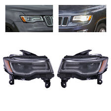 For 2016-2021 Jeep Grand Cherokee Xenon Hid Headlight Black Left Right Side Pair