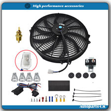 16 Electric Radiator Fan High 3000 Cfm Thermostat Wiring Switch Relay Kit Black