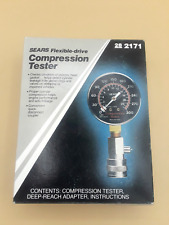 Vtg Sears Flexible Drive Engine Compression Tester Gauge 28-2171 Box Tested