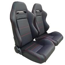 1pair Faux Leather Racing Seats Sport Seats Reclinable Bucket Universal Black