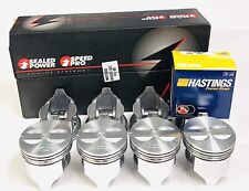 Sealed Power Cast Flat Top 4vr Pistons Set8cast Rings For Chevy Sb 327 .020
