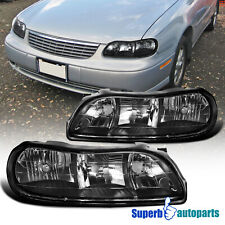 Fits 1997-2003 Chevy Malibu Black Replacement Headlights Lamps 97-03 Leftright