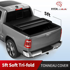 5 Ft Bed Tonneau Cover Soft 3-fold For 16 - 23 Toyota Tacoma Truck Top Tri-fold