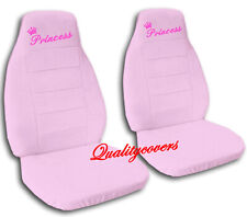Universal Size Front Set Car Seat Covers Sweet Pink With Hot Pink Princess