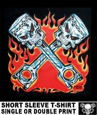 Old School Muscle Hot Rod Outlaw Gasser Drag Car Blower Skull Pistons T-shirt 15