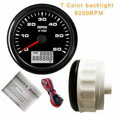 85mm Tachometer 6000rpm For Diesel Engine Tachometer 7 Color Backlight Stainless