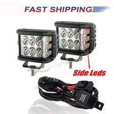 2pcs 4 Side Shooter Led Pods Light Drl Flash Strobe With Wiring Harness Kit
