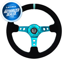New Nrg Deep Dish Steering Wheel 350mm Black Suede Teal Center Rst-006s-tl