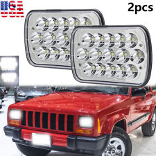 Pair 7x6 Led Headlights Hi-lo Sealed Beam Fit Jeep Cherokee Xj Wrangler Yj