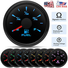 52mm Boat Fuel Level Gauge 0-90 Ohms 7 Colors For Car Truck Motorcycle Usa Stock