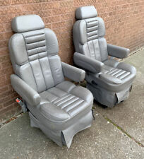 2002 Chevy Gulf Stream Van Pair Custom Deluxe Gray Leather Seats Captains Chairs