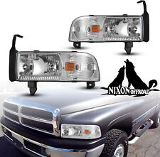 Chrome Clear Headlights For 1994-2002 Dodge Ram 1500 2500 3500 Replacement Lamps