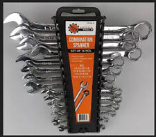 14pc Sae Combination Wrench Set With Storage Rack Big 1-14 Full Size Combo Cv